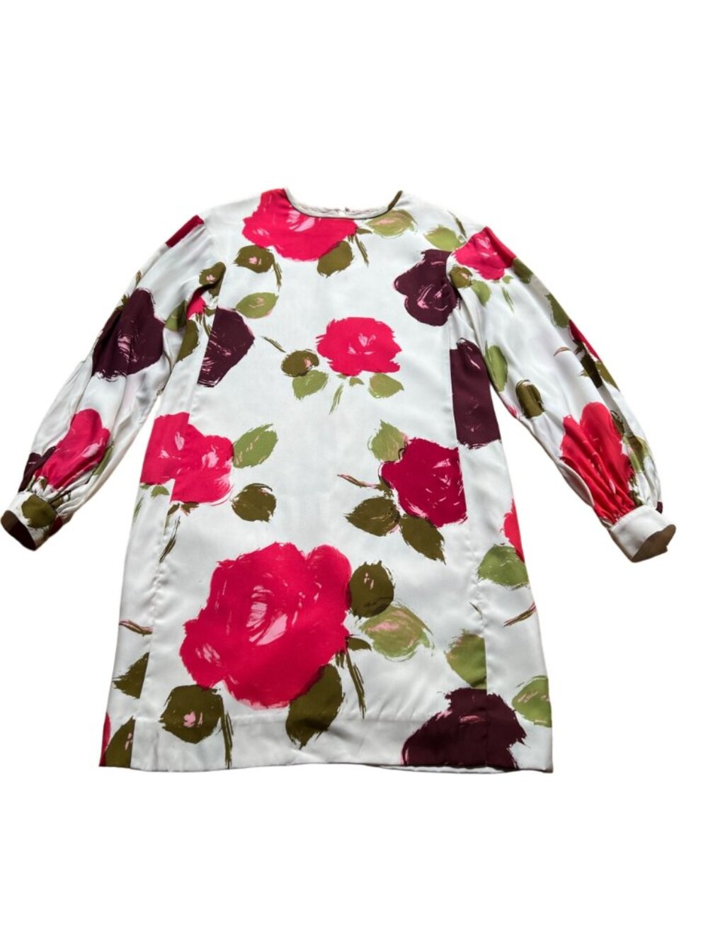 Kate Spade New York Size XXS Red Green Just Rosy Silk Blend Floral Shift Dress - Picture 9 of 16